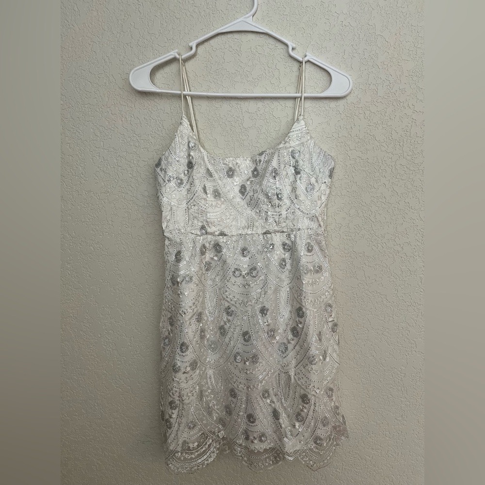 White Sequin Mini Dress